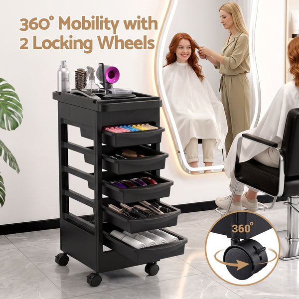 Embellir 6-Tier Salon Trolley Cart on Wheels Barber Mobile Hairdressing Cart Awezingly