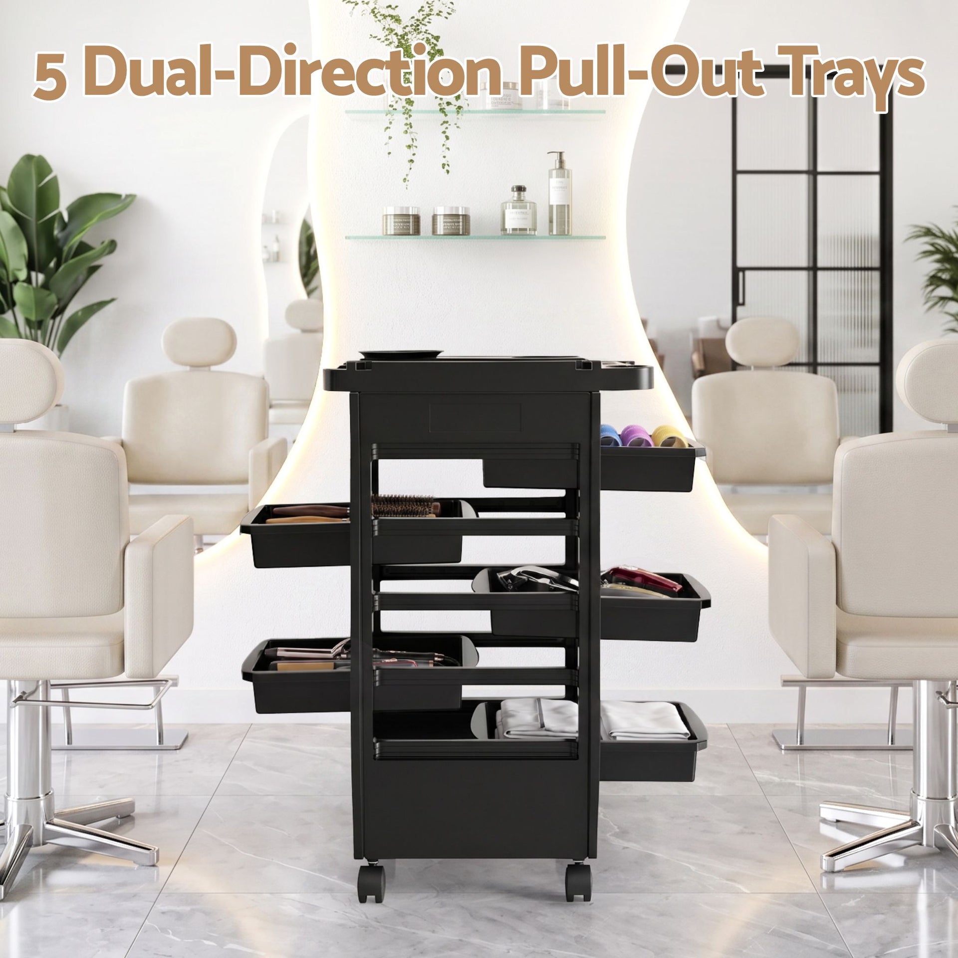Embellir 6-Tier Salon Trolley Cart on Wheels Barber Mobile Hairdressing Cart Awezingly