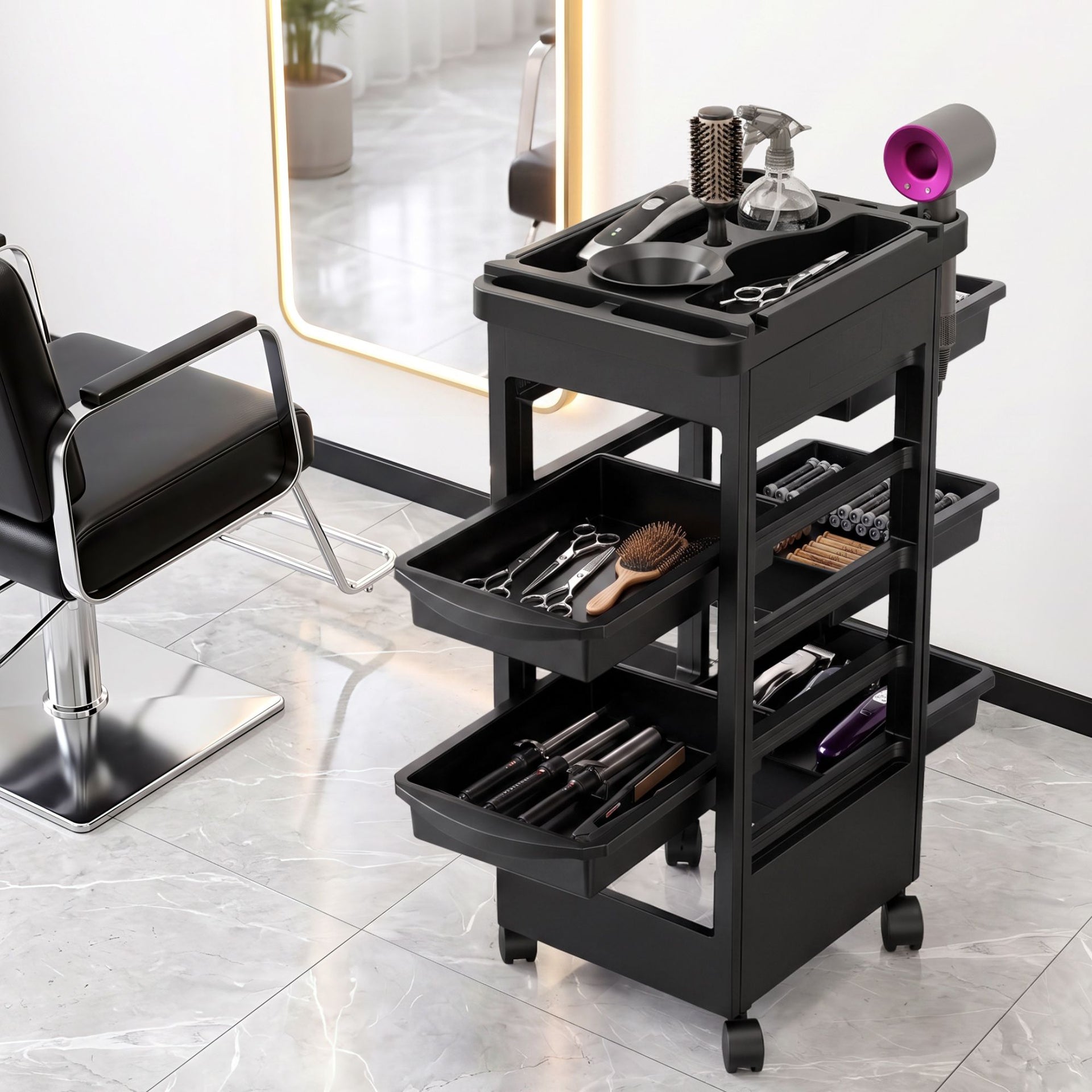 Embellir 6-Tier Salon Trolley Cart on Wheels Barber Mobile Hairdressing Cart Awezingly