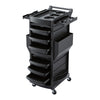 Embellir Salon Trolley 2 Lockable Doors 6 Tier Trays Mobile Hair Cart Black