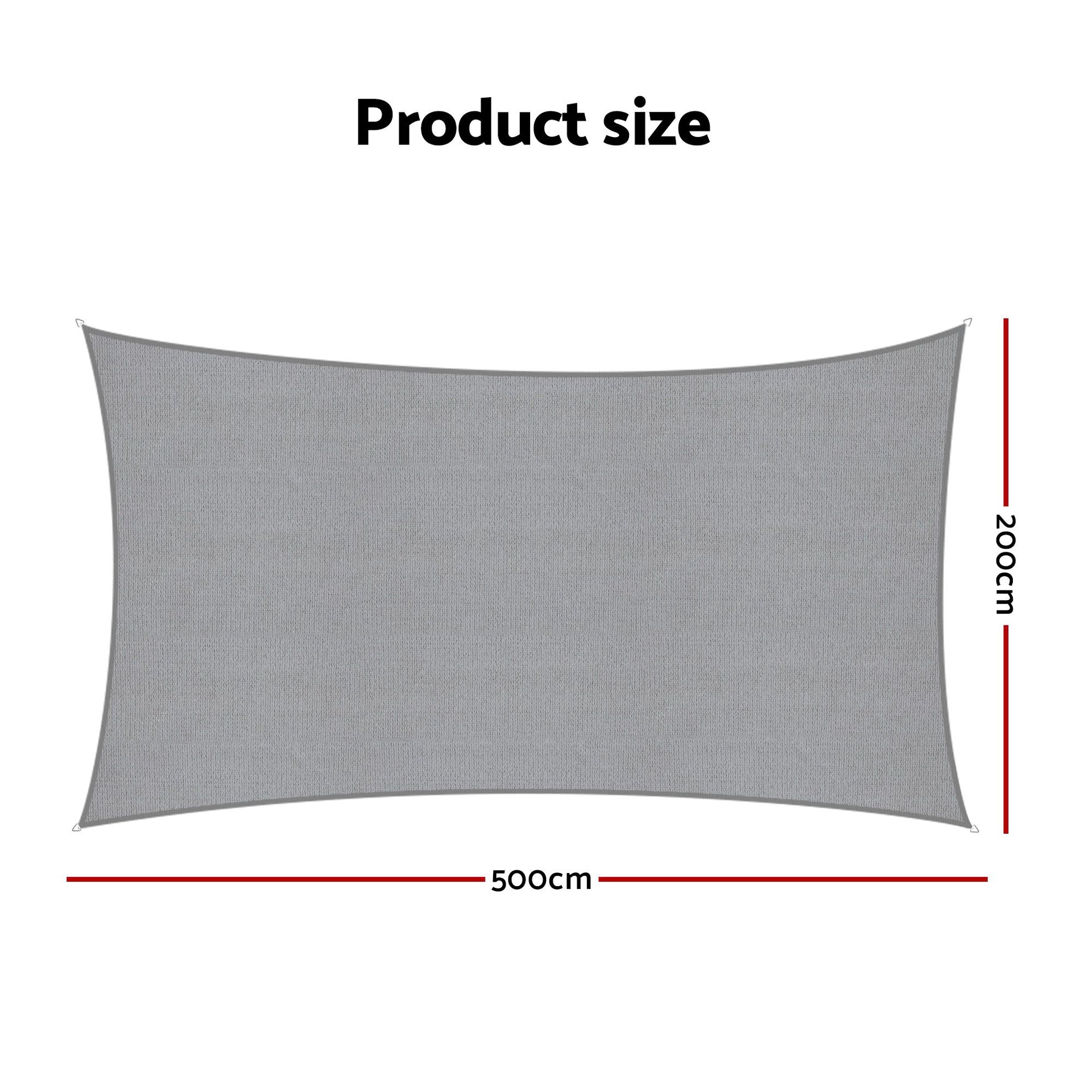 Instahut Sun Shade Sail Cloth 98% UV Block Outdoor Canopy Rectangle 2X5M Grey instahut