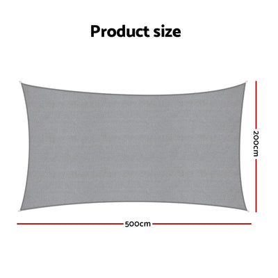 Instahut Sun Shade Sail Cloth 98% UV Block Outdoor Canopy Rectangle 2X5M Grey