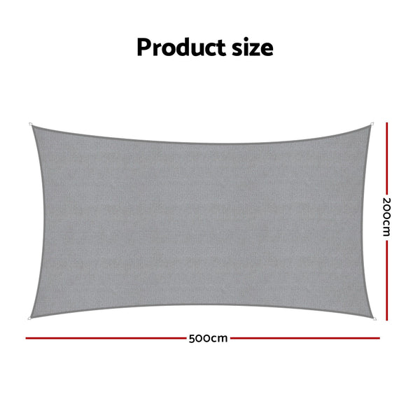 Instahut Sun Shade Sail Cloth 98% UV Block Outdoor Canopy Rectangle 2X5M Grey instahut