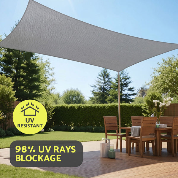 Instahut Sun Shade Sail Cloth 98% UV Block Outdoor Canopy Rectangle 2X5M Grey instahut