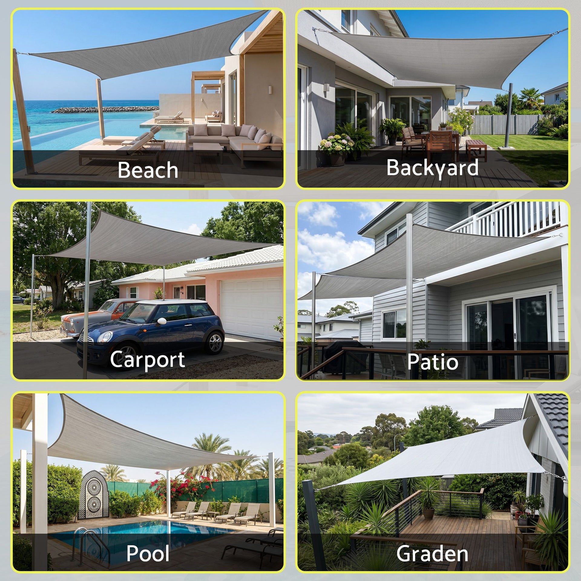 Instahut Sun Shade Sail Cloth 98% UV Block Outdoor Canopy Rectangle 2X5M Grey instahut