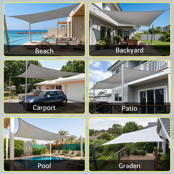 Instahut Sun Shade Sail Cloth 98% UV Block Outdoor Canopy Rectangle 2X5M Grey instahut