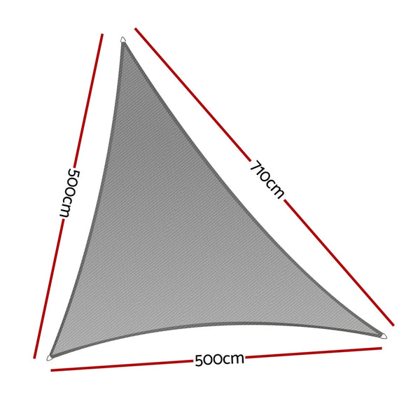 Instahut Shade Sail Cloth Shadecloth Canopy Triangle 280gsm 5x5x7.1m Instahut