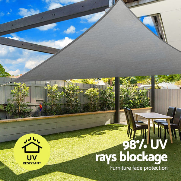 Instahut Shade Sail Cloth Shadecloth Canopy Triangle 280gsm 5x5x7.1m Instahut