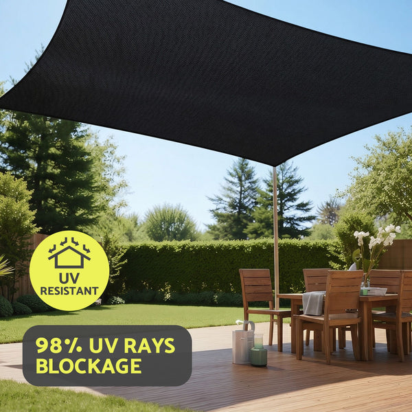 Instahut Sun Shade Sail Cloth 98% UV Block Outdoor Canopy Rectangle 5X6M Black instahut