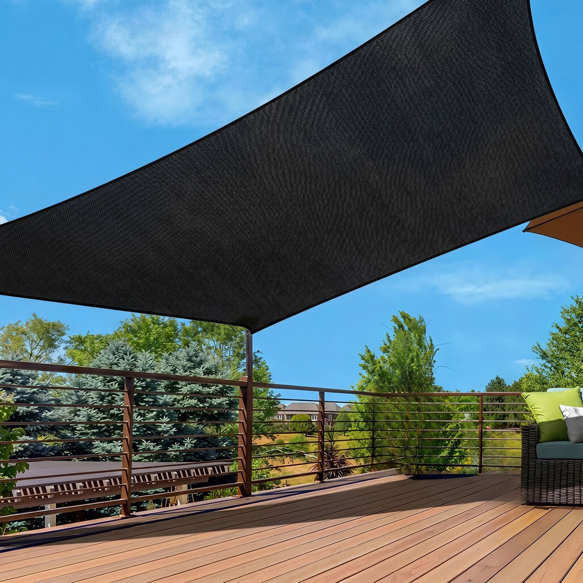 Instahut Sun Shade Sail Cloth 98% UV Block Outdoor Canopy Rectangle 5X6M Black instahut