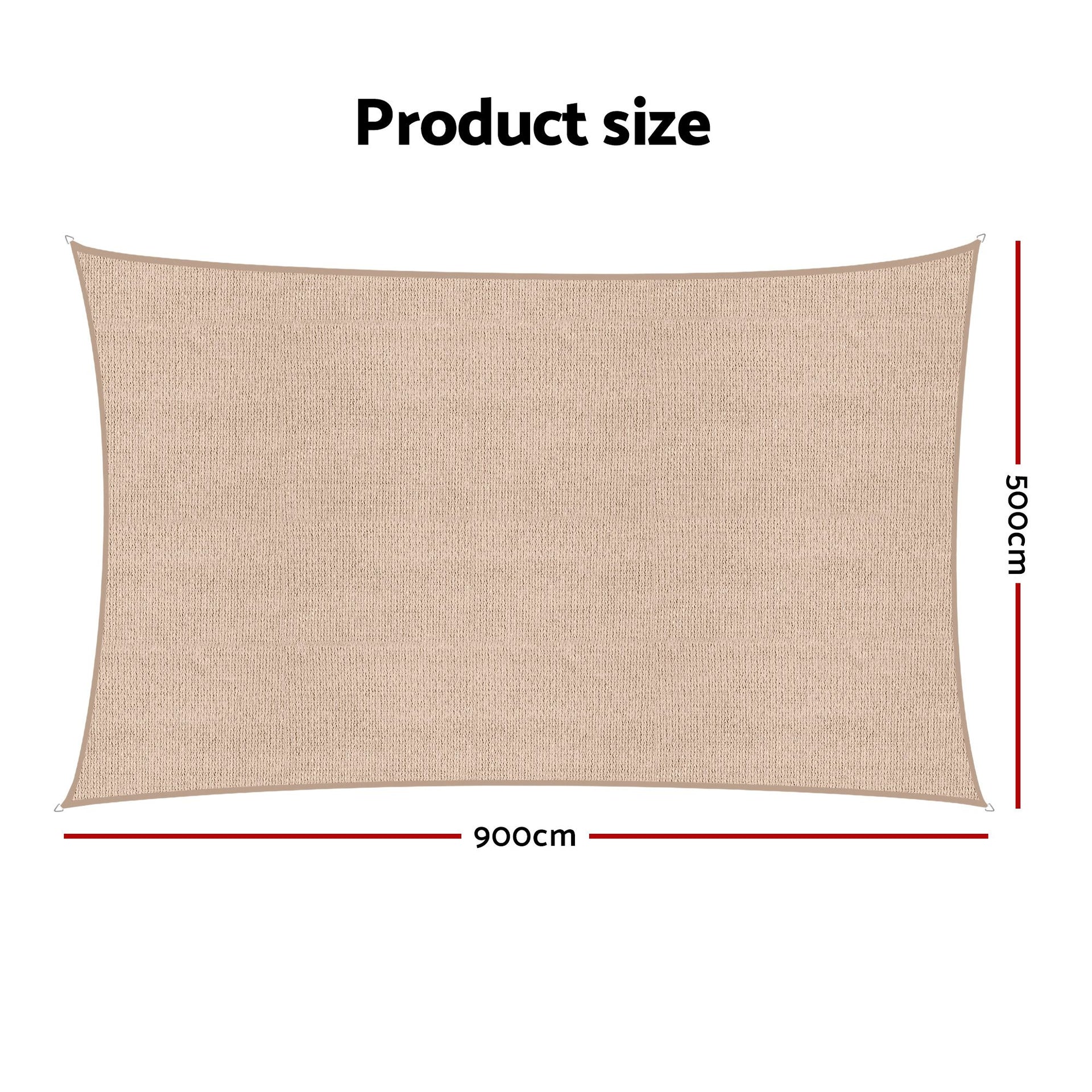 Instahut Sun Shade Sail Cloth 98% UV Block Outdoor Canopy Rectangle 5X9M Beige instahut