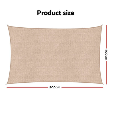 Instahut Sun Shade Sail Cloth 98% UV Block Outdoor Canopy Rectangle 5X9M Beige