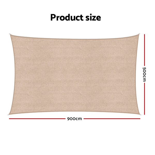 Instahut Sun Shade Sail Cloth 98% UV Block Outdoor Canopy Rectangle 5X9M Beige instahut