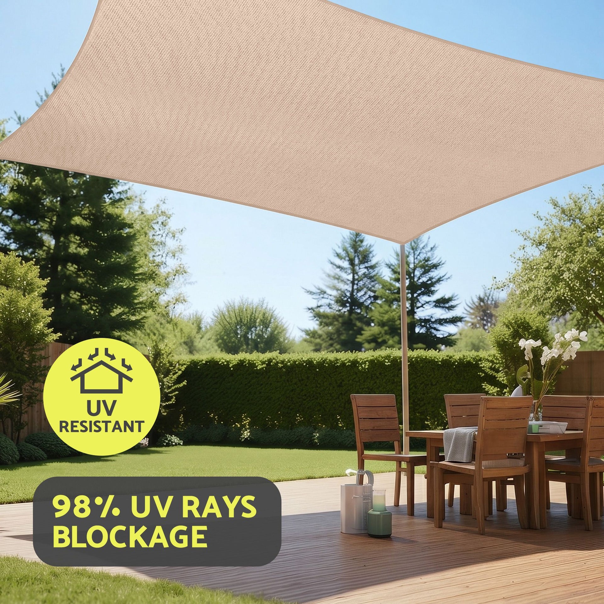 Instahut Sun Shade Sail Cloth 98% UV Block Outdoor Canopy Rectangle 5X9M Beige instahut
