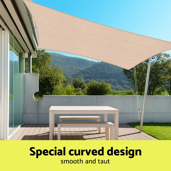 Instahut Sun Shade Sail Cloth 98% UV Block Outdoor Canopy Rectangle 5X9M Beige instahut