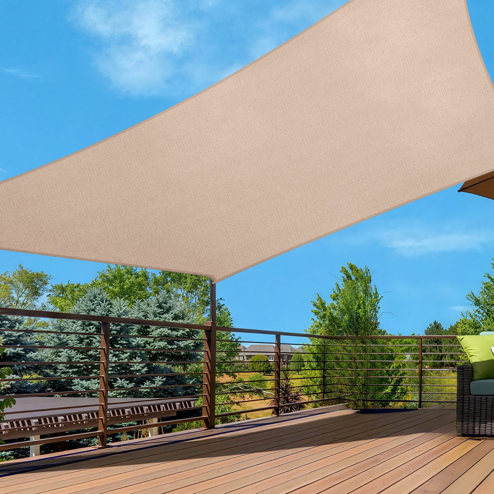 Instahut Sun Shade Sail Cloth 98% UV Block Outdoor Canopy Rectangle 5X9M Beige instahut