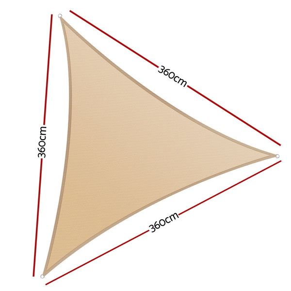 Instahut Shade Sail Cloth Shadecloth Triangle Sun Canopy 3.6x3.6x3.6M Instahut
