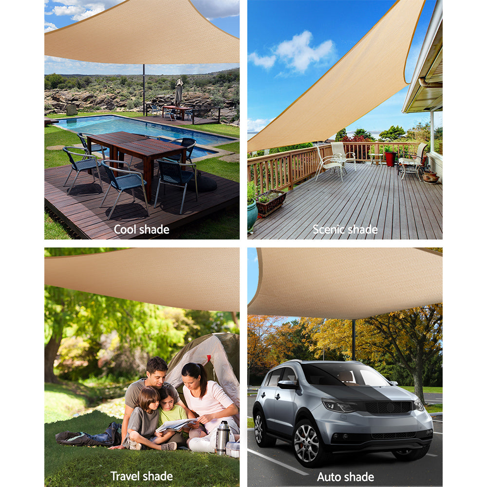 Instahut Shade Sail 5x6m Rectangle 185GSM 95% Sand Shade Cloth Awezingly