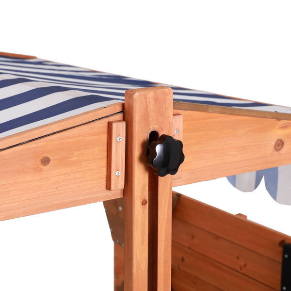 Keezi Kids Sandpit Wooden Canopy Sandbox With Cover Funnel Outdoor Toys 110cm Keezi