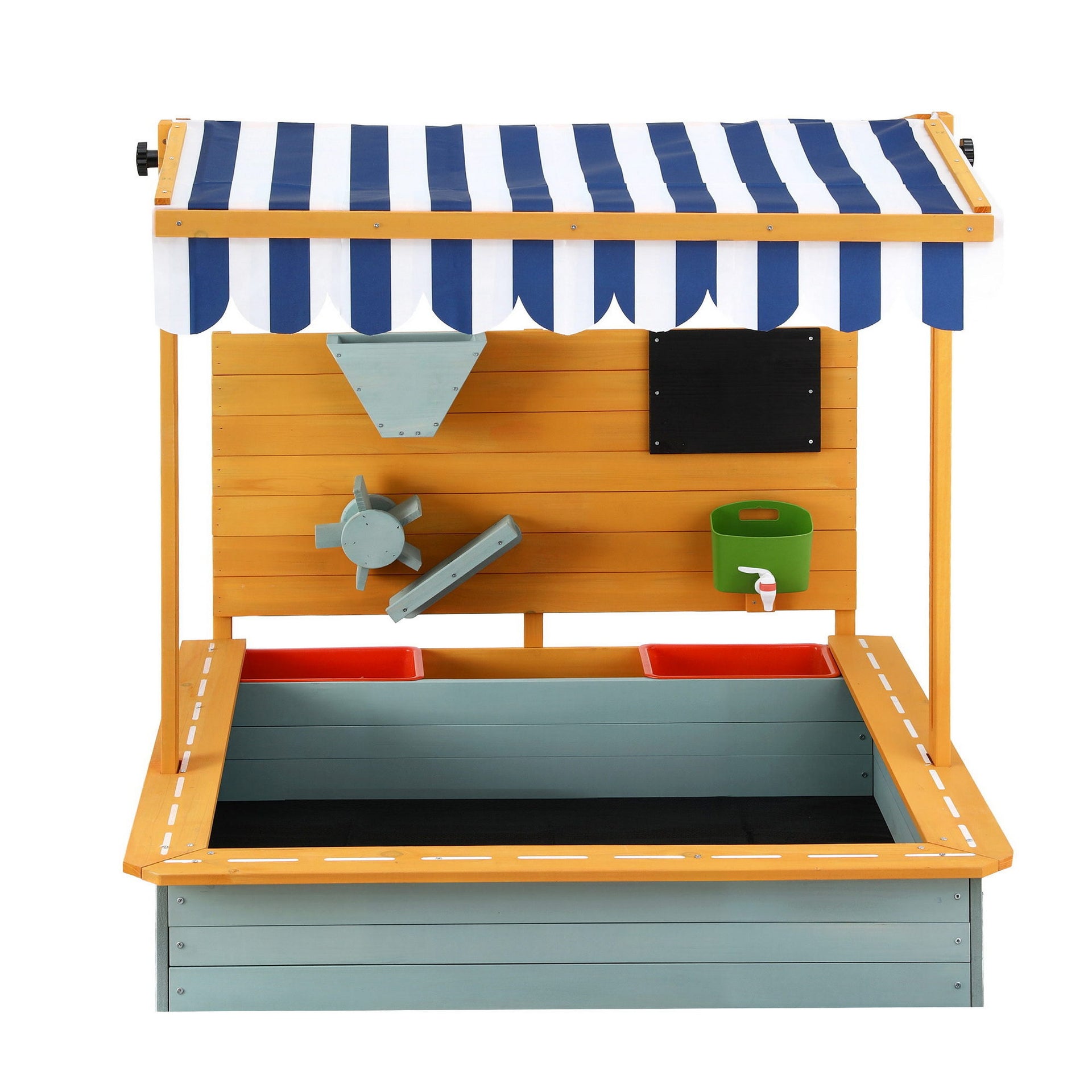 Keezi Kids Sandpit Wooden Canopy Sandbox With Cover Funnel Outdoor Toys 110cm Green Awezingly