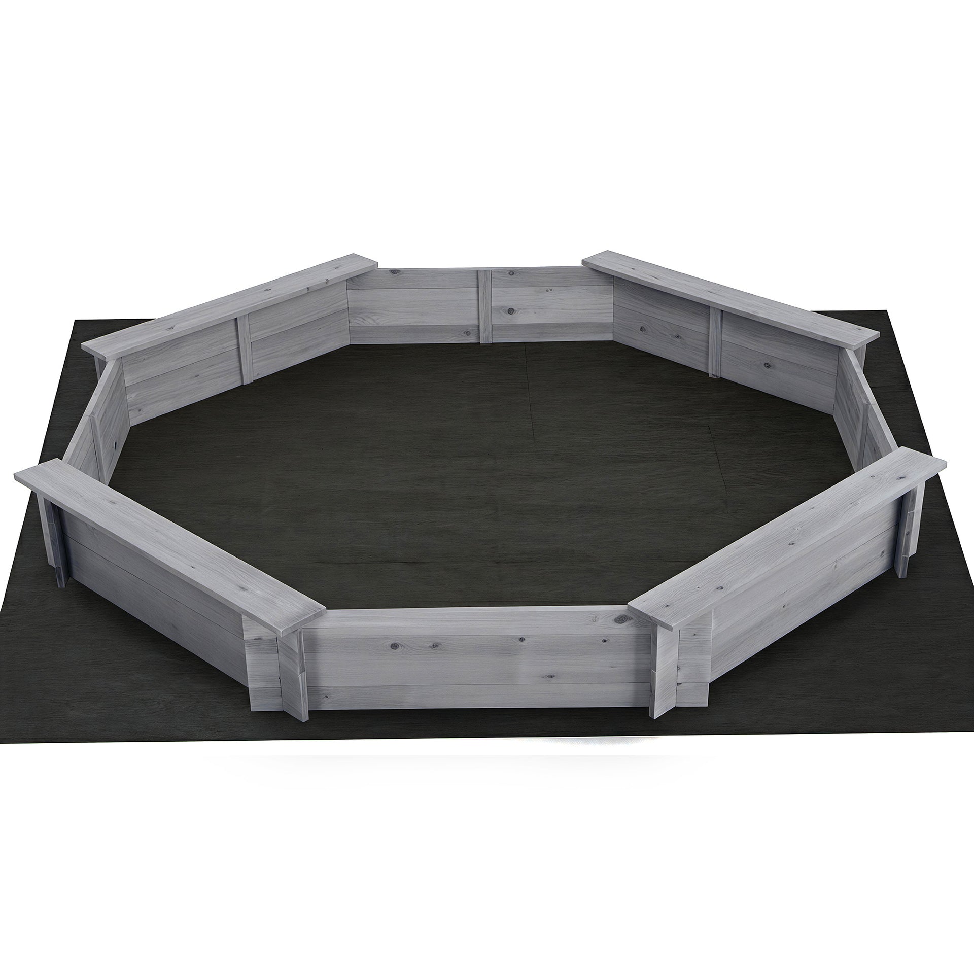 Keezi Kids Sandpit Wooden Round Sand Pit with Cover Bench Seat Beach Toys 182cm Grey Awezingly