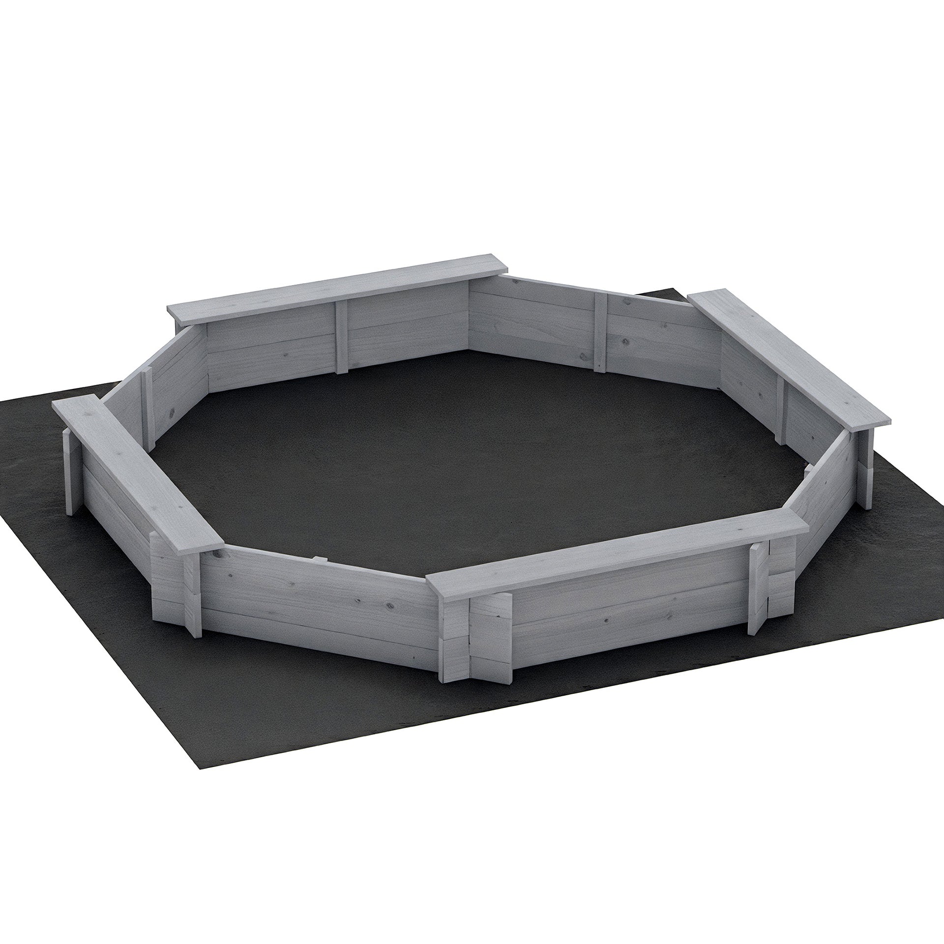 Keezi Kids Sandpit Wooden Round Sand Pit with Cover Bench Seat Beach Toys 182cm Grey Awezingly