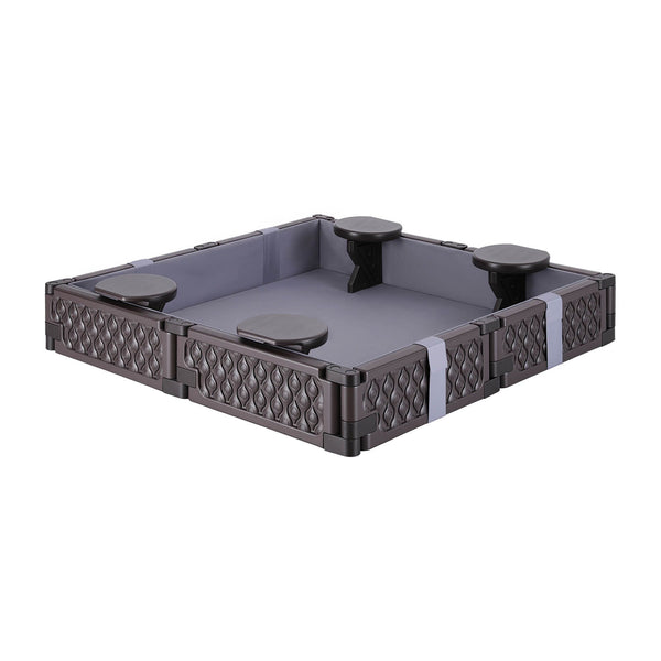 Keezi Kids Sandpit Sandbox With Cover 4 Seats Outdoor Sand Box Brown Keezi