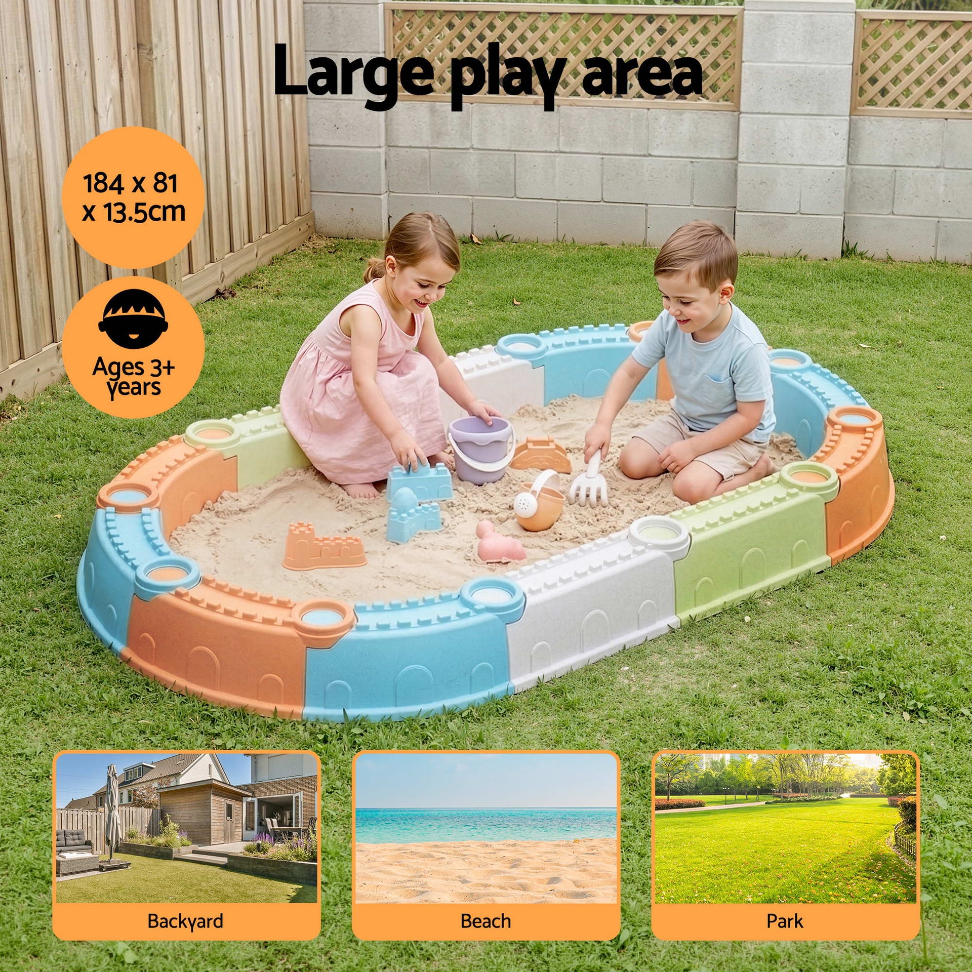 Keezi Kids Sandpit Set Beach Toys Sand Box Outdoor Backyard Play Area Awezingly