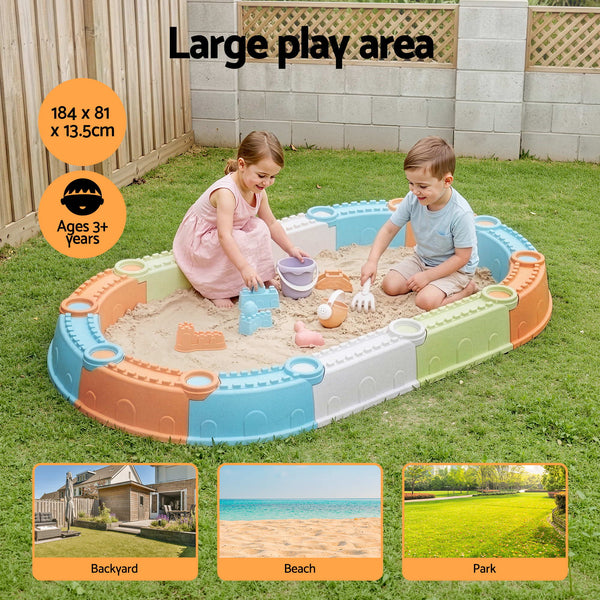 Keezi Kids Sandpit Set Beach Toys Sand Box Outdoor Backyard Play Area Awezingly