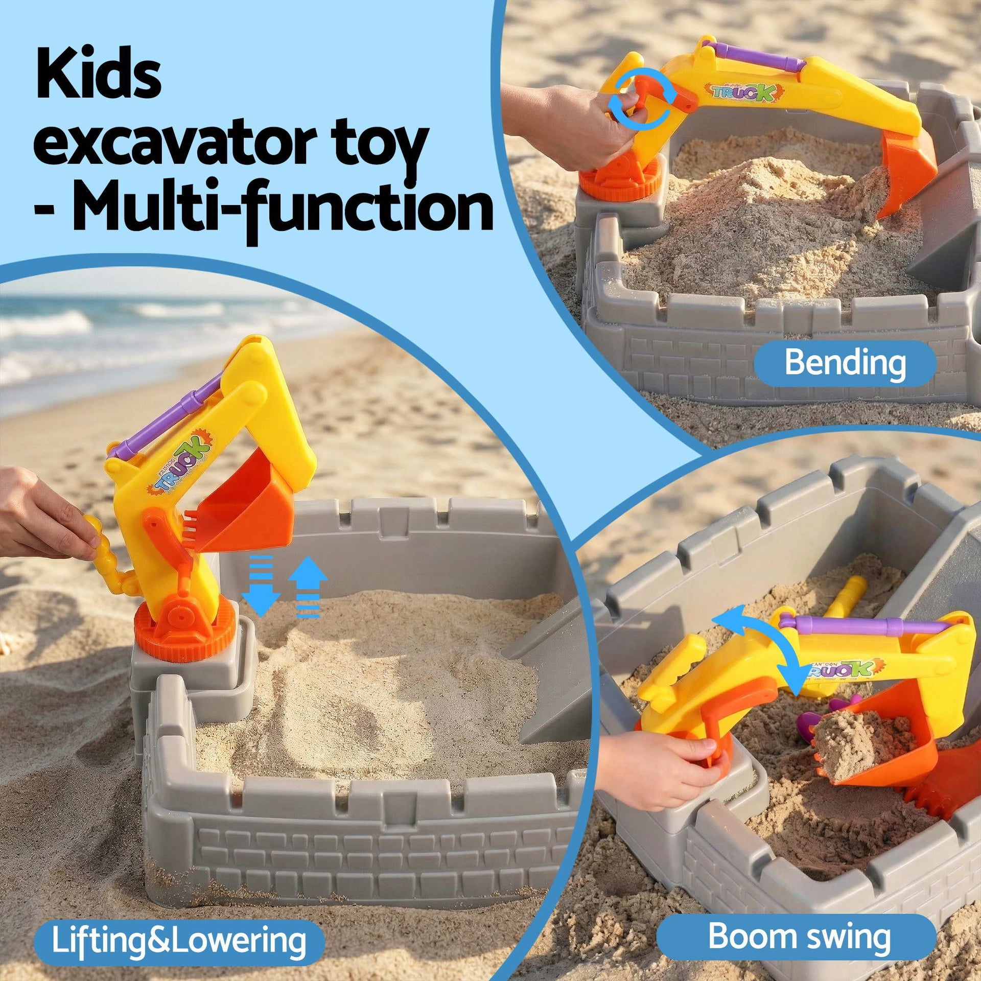 Keezi 2-in-1 Kids Sandpit Water Table Working Excavator Digger Sensory Play Toys Awezingly