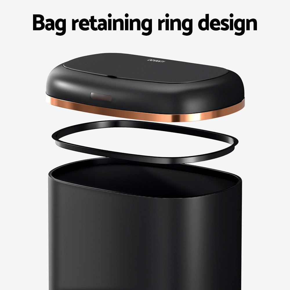 Devanti 38L Motion Sensor Bin Rubbish Automatic Black Devanti