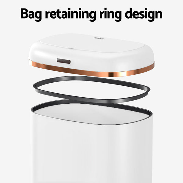 Devanti 38L Motion Sensor Bin Rubbish Automatic White Devanti