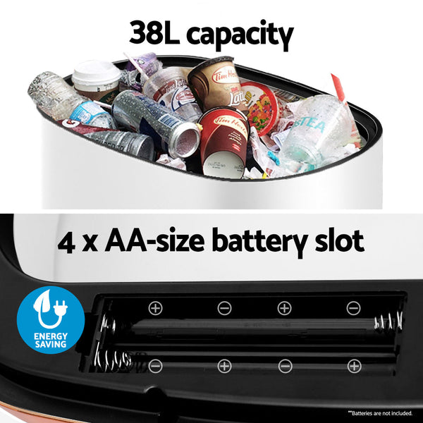 Devanti 38L Motion Sensor Bin Rubbish Automatic White Devanti