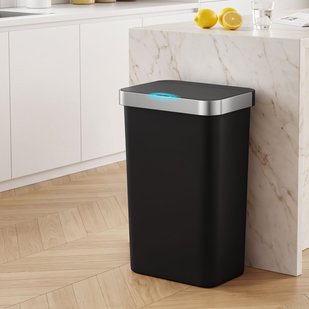 Devanti 50L Motion Sensor Trash Bin Automatic Kitchen Waste Dustbin Black Awezingly