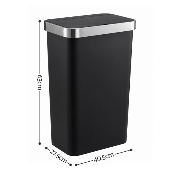 Devanti 50L Motion Sensor Trash Bin Automatic Kitchen Waste Dustbin Black Awezingly
