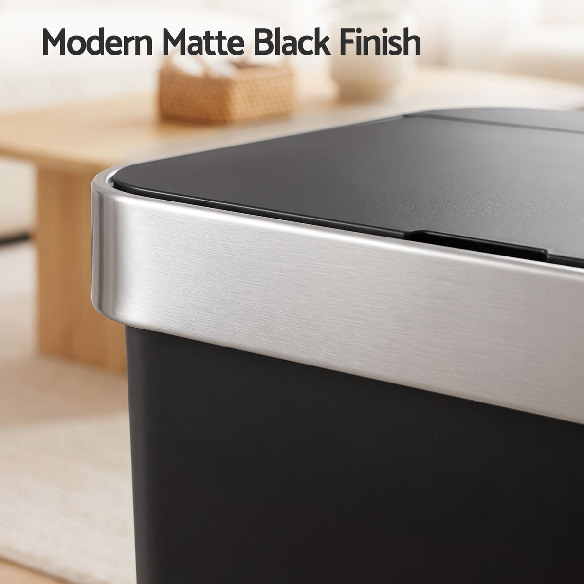 Devanti 50L Motion Sensor Trash Bin Automatic Kitchen Waste Dustbin Black Awezingly