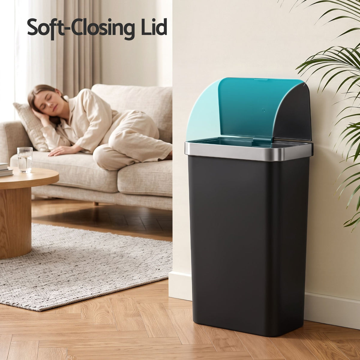 Devanti 50L Motion Sensor Trash Bin Automatic Kitchen Waste Dustbin Black Awezingly
