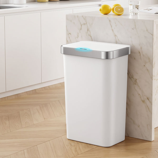 Devanti 50L Motion Sensor Trash Bin Automatic Kitchen Waste Dustbin White Awezingly