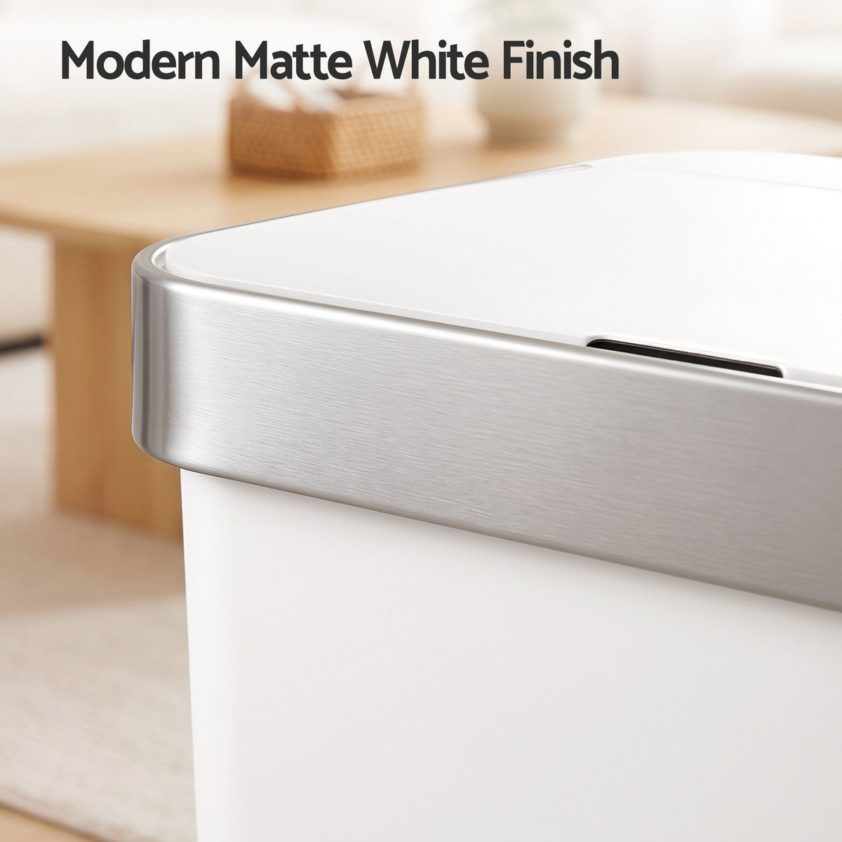 Devanti 50L Motion Sensor Trash Bin Automatic Kitchen Waste Dustbin White Awezingly