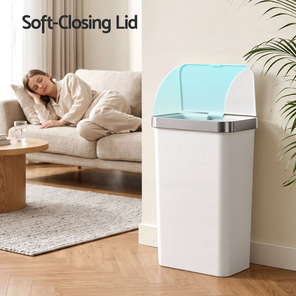 Devanti 50L Motion Sensor Trash Bin Automatic Kitchen Waste Dustbin White Awezingly