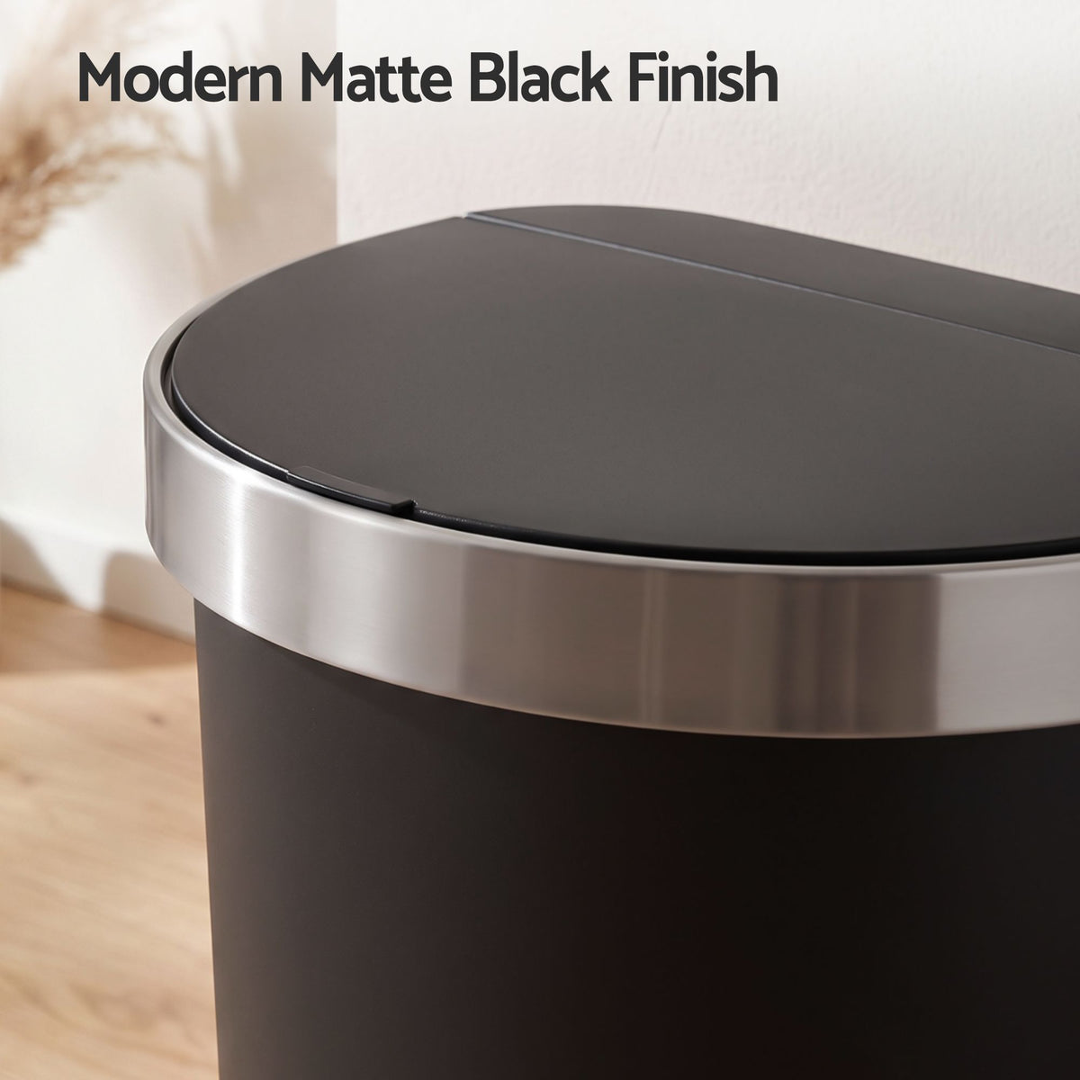 Devanti 50L Sensor Bin D-Shape Trash Can Kitchen Smart Rubbish Bin Black Awezingly