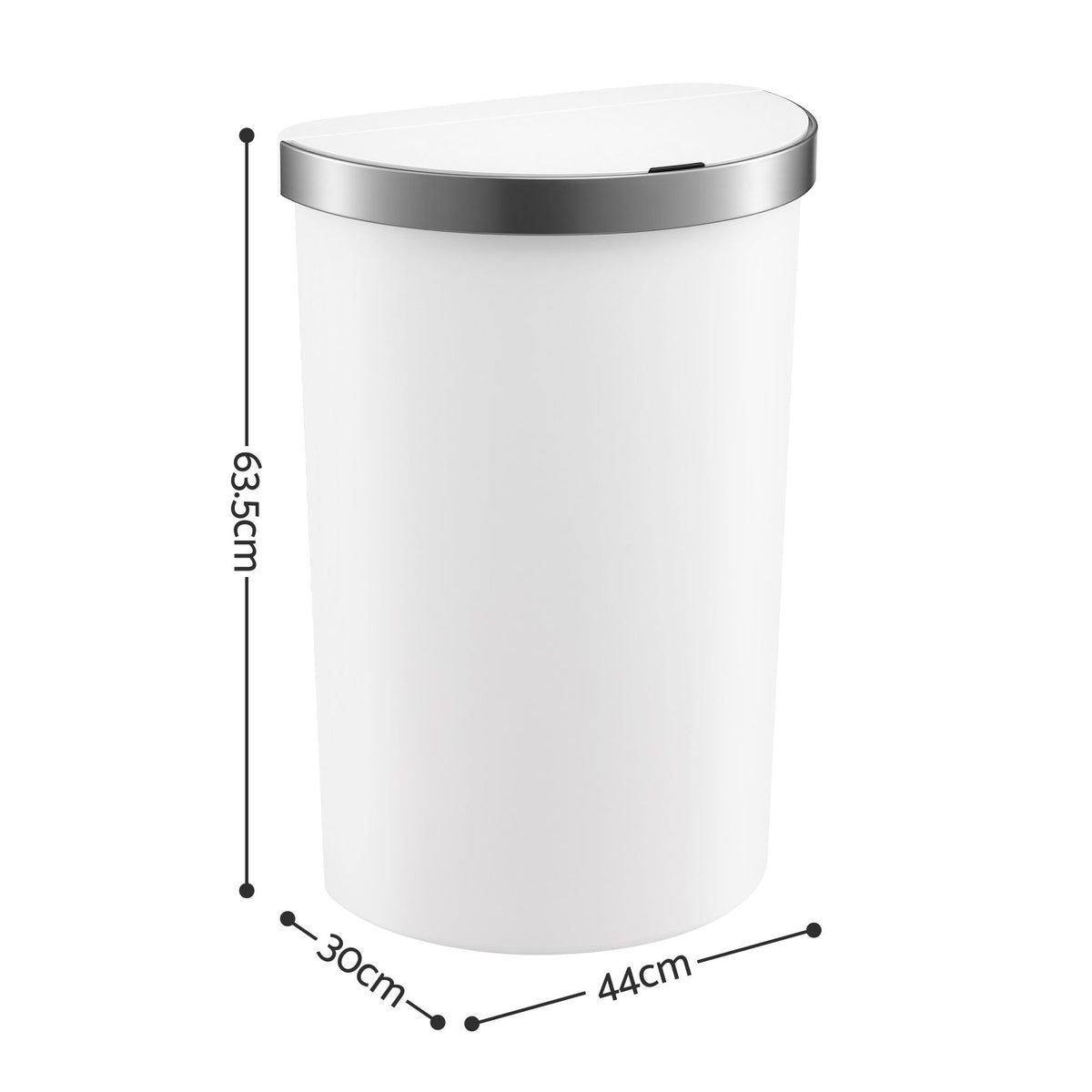 Devanti 50L Motion Sensor Bins Trash Can Kitchen Smart Rubbish Bin D-shape design White Awezingly