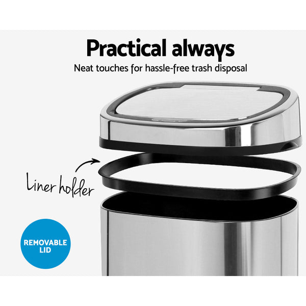 68L Stainless Steel Motion Sensor Rubbish Bin Does not apply