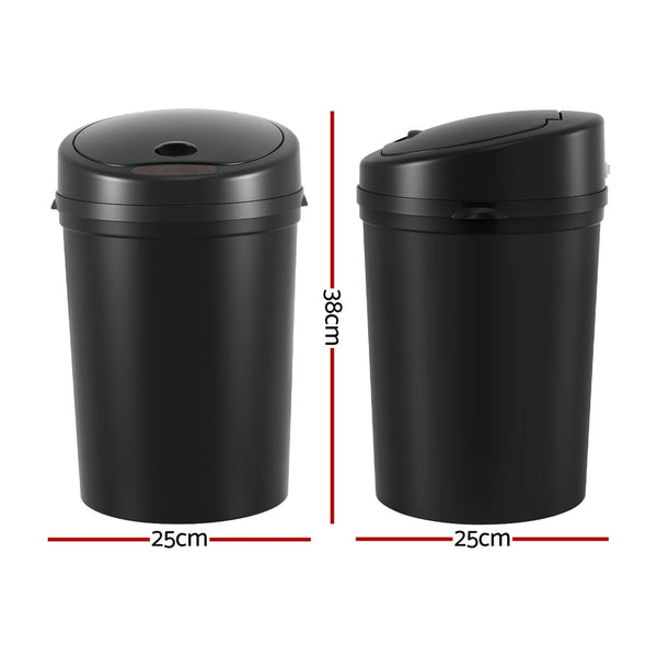 Devanti Sensor Bin Motion Rubbish Bins Kitchen Automatic Trash Can Black 9L Awezingly