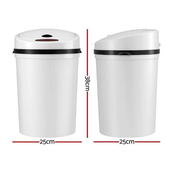 Devanti Sensor Bin Motion Rubbish Bins Kitchen Automatic Trash Can White 9L Awezingly