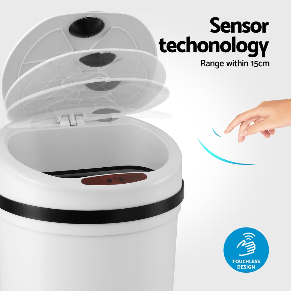 Devanti Sensor Bin Motion Rubbish Bins Kitchen Automatic Trash Can White 9L Awezingly