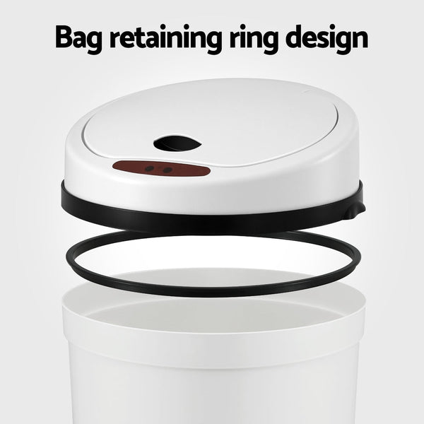 Devanti Sensor Bin Motion Rubbish Bins Kitchen Automatic Trash Can White 9L Awezingly