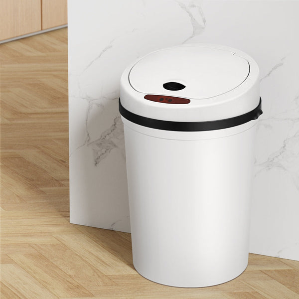 Devanti Sensor Bin Motion Rubbish Bins Kitchen Automatic Trash Can White 9L Awezingly