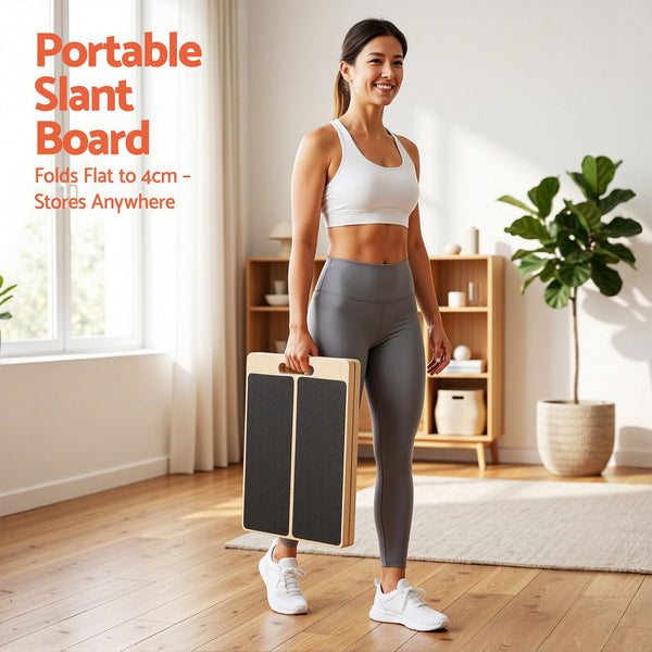 Everfit Wooden Slant Board for Squat & Calf Stretch 5 Angle Foldable Home Gym Awezingly