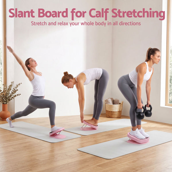 Everfit Slant Board, Balance Board, 14-Level Adjustable Incline Calf Stretcher for Stretching, Squats and Home Fitness Pink Awezingly